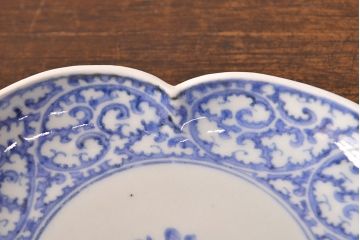 江戸期　古伊万里　蛸唐草文　渦福　変形皿2枚セット(和食器)(R-051970)