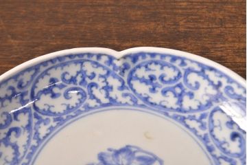 江戸期　古伊万里　蛸唐草文　渦福　変形皿2枚セット(和食器)(R-051970)