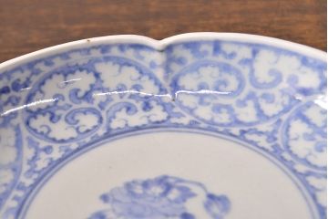 江戸期　古伊万里　蛸唐草文　渦福　変形皿2枚セット(和食器)(R-051971)