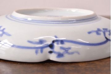 江戸期　古伊万里　蛸唐草文　渦福　変形皿2枚セット(和食器)(R-051971)