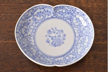 江戸期　古伊万里　蛸唐草文　渦福　変形皿2枚セット(和食器)(R-051971)