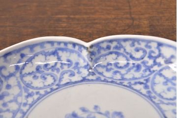江戸期　古伊万里　蛸唐草文　渦福　変形皿2枚セット(和食器)(R-051971)
