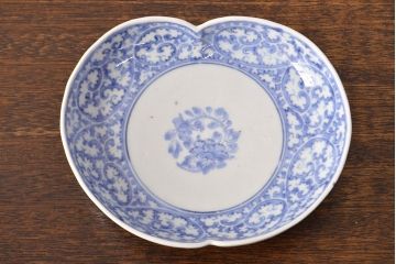江戸期　古伊万里　蛸唐草文　渦福　変形皿2枚セット(和食器)(R-051972)