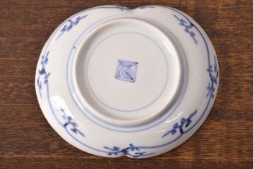 江戸期　古伊万里　蛸唐草文　渦福　変形皿2枚セット(和食器)(R-051972)