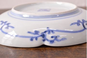 江戸期　古伊万里　蛸唐草文　渦福　変形皿2枚セット(和食器)(R-051972)