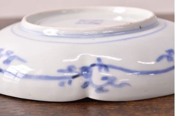 江戸期　古伊万里　蛸唐草文　渦福　変形皿2枚セット(和食器)(R-051973)