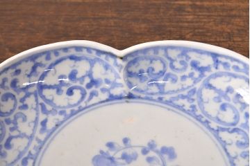 江戸期　古伊万里　蛸唐草文　渦福　変形皿2枚セット(和食器)(R-051973)