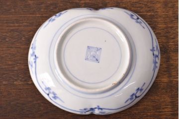 江戸期　古伊万里　蛸唐草文　渦福　変形皿2枚セット(和食器)(R-051973)