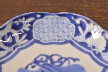 江戸期　古伊万里　染付変形皿2枚セット(和食器)(R-051975)