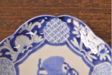 江戸期　古伊万里　染付変形皿2枚セット(和食器)(R-051975)