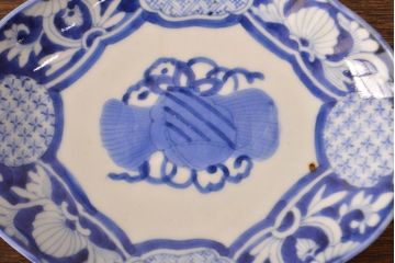 江戸期　古伊万里　染付変形皿2枚セット(和食器)(R-051975)