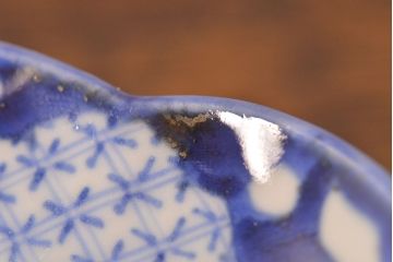 江戸期　古伊万里　染付変形皿2枚セット(和食器)(R-051975)