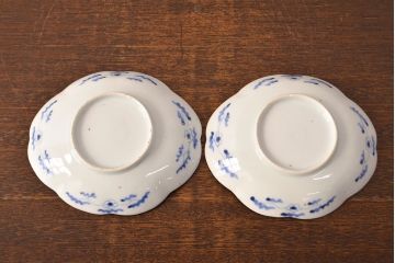 江戸期　古伊万里　染付変形皿2枚セット(和食器)(R-051975)