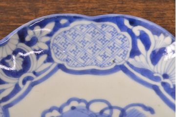 江戸期　古伊万里　染付変形皿3枚セット(和食器)(R-051976)