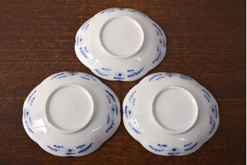 江戸期　古伊万里　染付変形皿3枚セット(和食器)(R-051976)