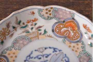 幕末〜明治　伊万里焼　色絵染付五寸皿2枚セット(和食器)(R-051977)