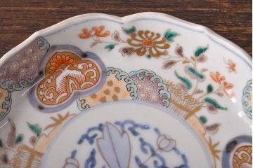 幕末〜明治　伊万里焼　色絵染付五寸皿2枚セット(和食器)(R-051977)