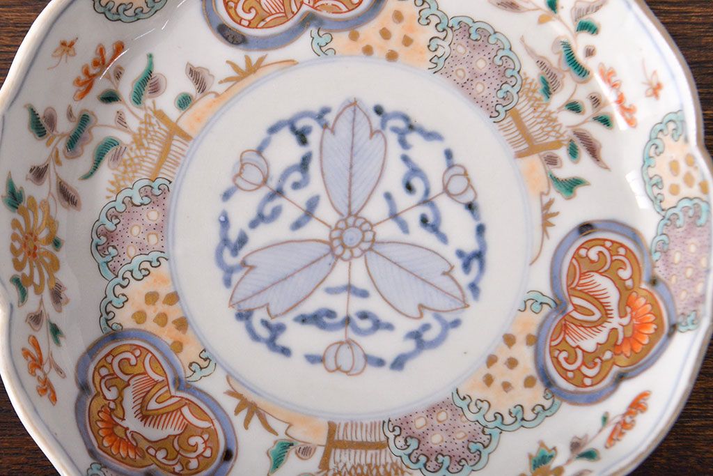 古伊万里 五寸皿2枚 色絵金彩 傷無し 直径14センチ 幕末明治 古伊万里