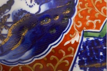 明治期　色絵　富士山図　窓絵　染付　深鉢(深皿、和食器)(R-051979)