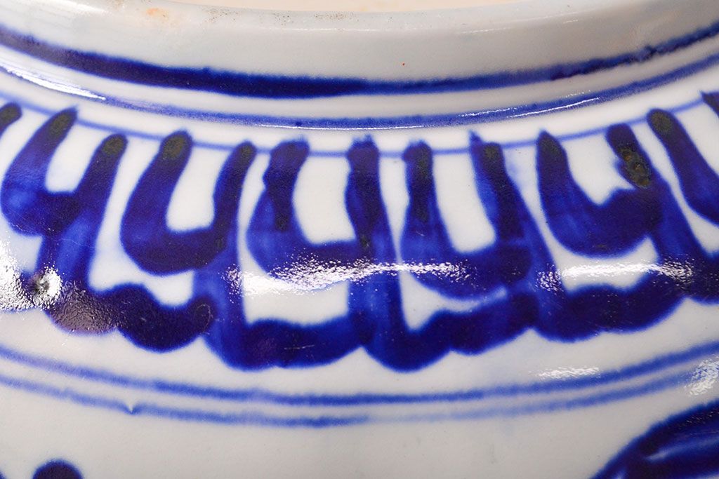 明治期　色絵　富士山図　窓絵　染付　深鉢(深皿、和食器)(R-051979)