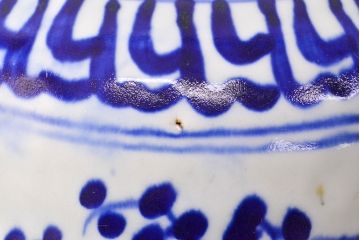 明治期　色絵　富士山図　窓絵　染付　深鉢(深皿、和食器)(R-051979)