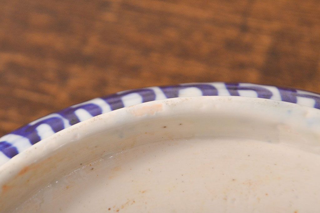 明治期　色絵　富士山図　窓絵　染付　深鉢(深皿、和食器)(R-051979)