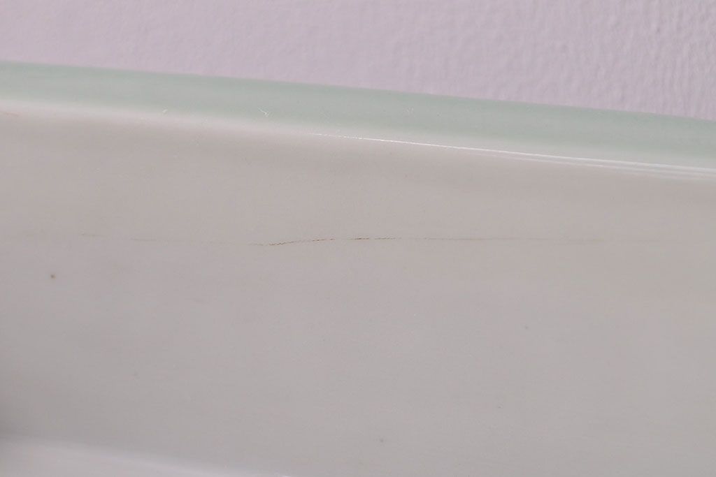 古い　池林堂半七製　青磁陽刻　水盤(植木鉢、ディスプレイ)(R-051982)