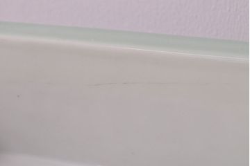 古い　池林堂半七製　青磁陽刻　水盤(植木鉢、ディスプレイ)(R-051982)