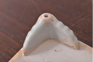 古い　池林堂半七製　青磁陽刻　水盤(植木鉢、ディスプレイ)(R-051982)