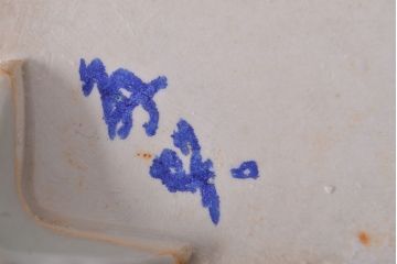 古い　池林堂半七製　青磁陽刻　水盤(植木鉢、ディスプレイ)(R-051982)