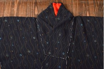大正〜昭和初期　縮緬着物(古布、正絹)(R-051988)