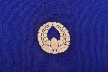 大正〜昭和初期　孔雀の図　縮緬着物(古布、正絹)(R-051989)