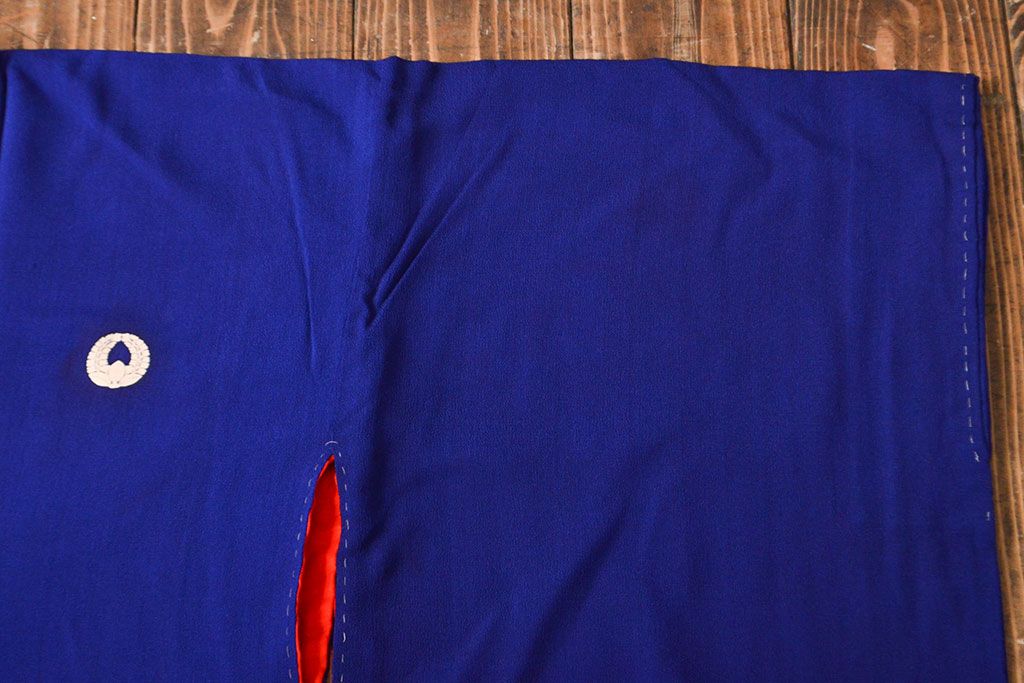 大正〜昭和初期　孔雀の図　縮緬着物(古布、正絹)(R-051989)