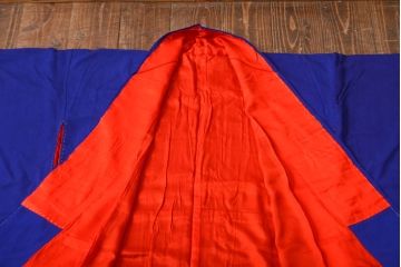 大正〜昭和初期　孔雀の図　縮緬着物(古布、正絹)(R-051989)