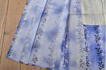 大正〜昭和初期　絽縮緬　花柄着物(古布、正絹)(R-051992)