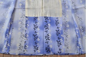 大正〜昭和初期　絽縮緬　花柄着物(古布、正絹)(R-051992)
