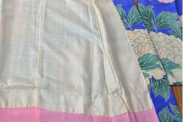 大正〜昭和初期　牡丹図　縮緬着物(古布、正絹)(R-051993)