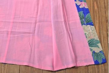 大正〜昭和初期　牡丹図　縮緬着物(古布、正絹)(R-051993)