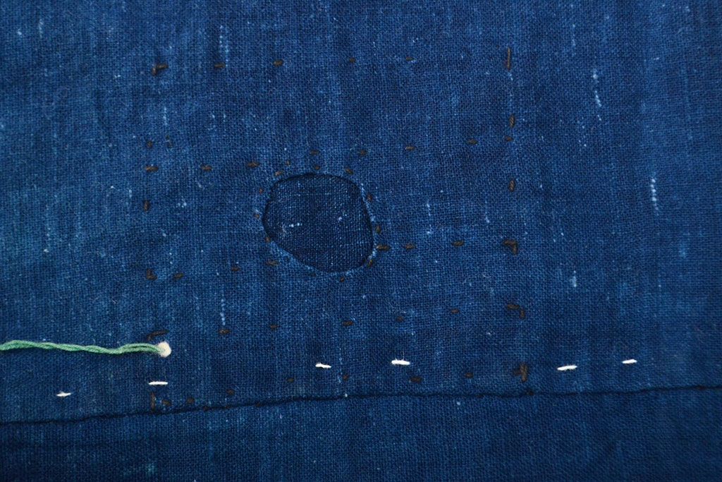 大正〜昭和初期　藍染め木綿　古布3枚セット(R-051994)