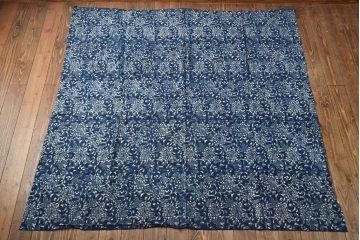 明治〜大正　藍型染め木綿古布(布団皮、藍染)(R-051995)