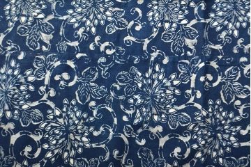 明治〜大正　藍型染め木綿古布(布団皮、藍染)(R-051995)