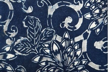 明治〜大正　藍型染め木綿古布(布団皮、藍染)(R-051995)