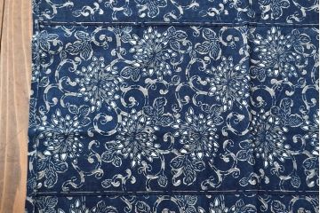 明治〜大正　藍型染め木綿古布(布団皮、藍染)(R-051995)