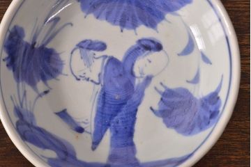 江戸期　古伊万里　染付仙人図　なます皿2枚セット(中皿、和食器)(R-051996)
