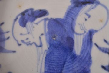 江戸期　古伊万里　染付仙人図　なます皿2枚セット(中皿、和食器)(R-051997)