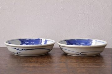 江戸期　古伊万里　染付仙人図　なます皿2枚セット(中皿、和食器)(R-051998)