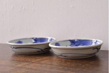 江戸期　古伊万里　染付仙人図　なます皿2枚セット(中皿、和食器)(R-051998)