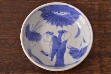 江戸期　古伊万里　染付仙人図　なます皿2枚セット(中皿、和食器)(R-051998)