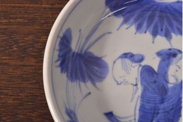 江戸期　古伊万里　染付仙人図　なます皿2枚セット(中皿、和食器)(R-051998)