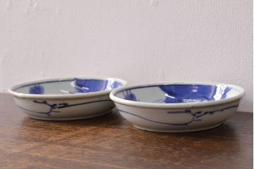 江戸期　古伊万里　染付仙人図　なます皿2枚セット(中皿、和食器)(R-051999)
